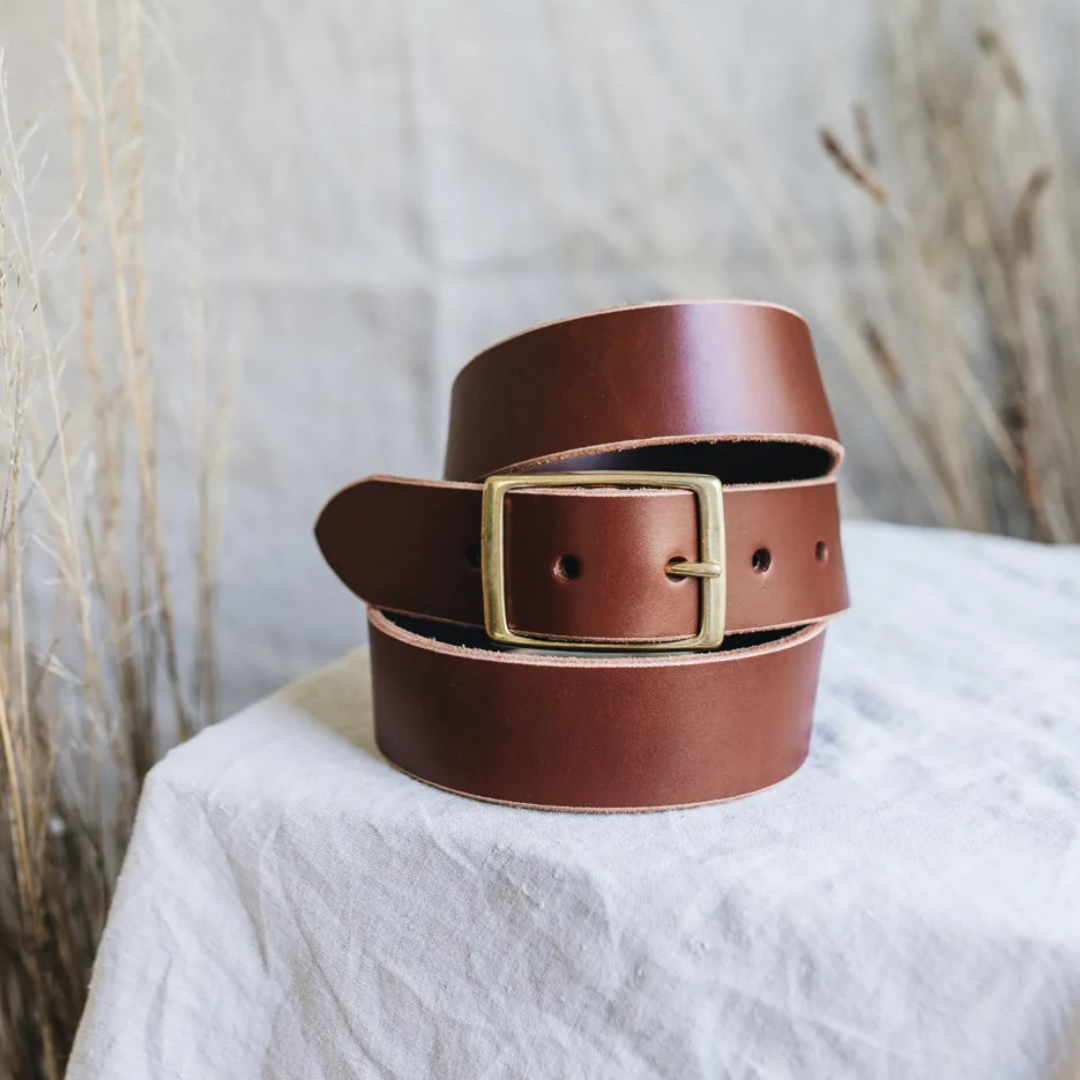 Leather belt - mahogany
